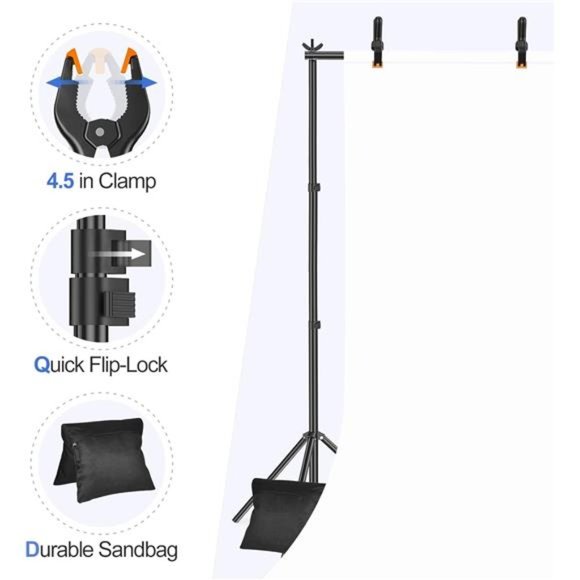 Backdrop Stand 10x7ft(WxH) Photo Studio Adjustable Background Stand Support Kit - Picture 5 of 7